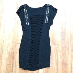 NikiBiki Black Backless Studded Mini Dress
